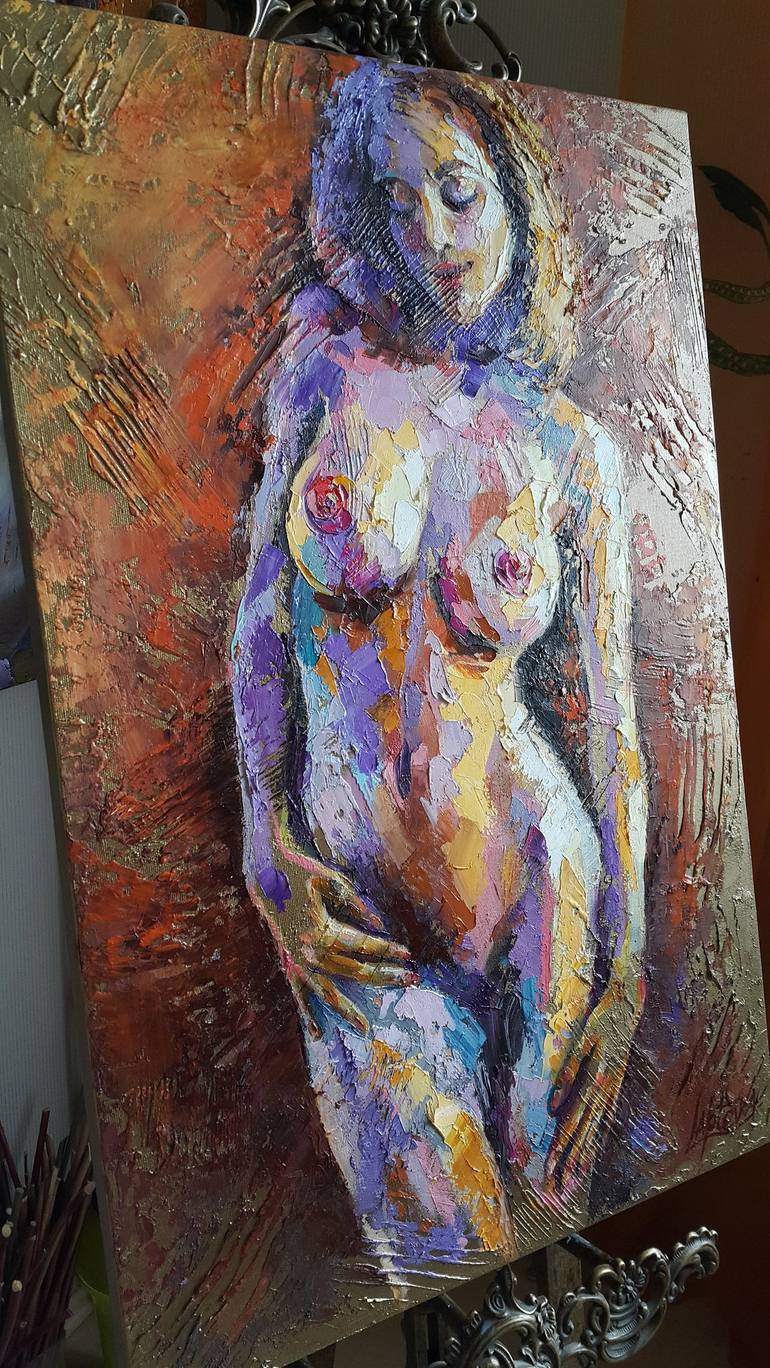 Original Abstract Expressionism Nude Painting by VIKTORIJA LAPTEVA