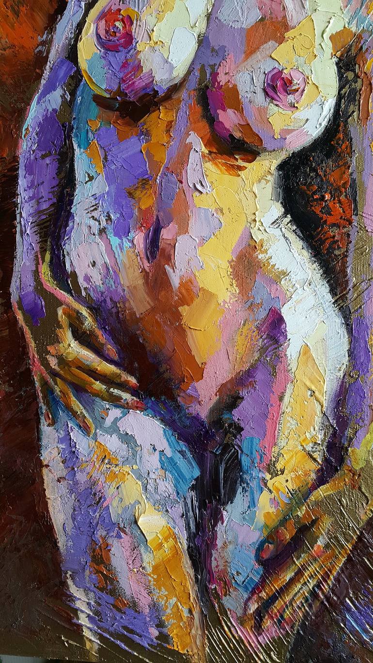 Original Abstract Expressionism Nude Painting by VIKTORIJA LAPTEVA