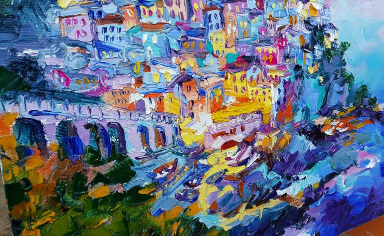 Original Abstract Expressionism Cities Painting by VIKTORIJA LAPTEVA