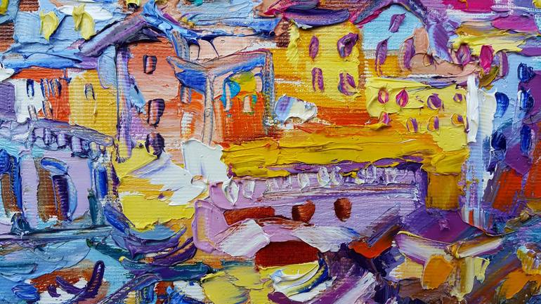 Original Abstract Expressionism Cities Painting by VIKTORIJA LAPTEVA