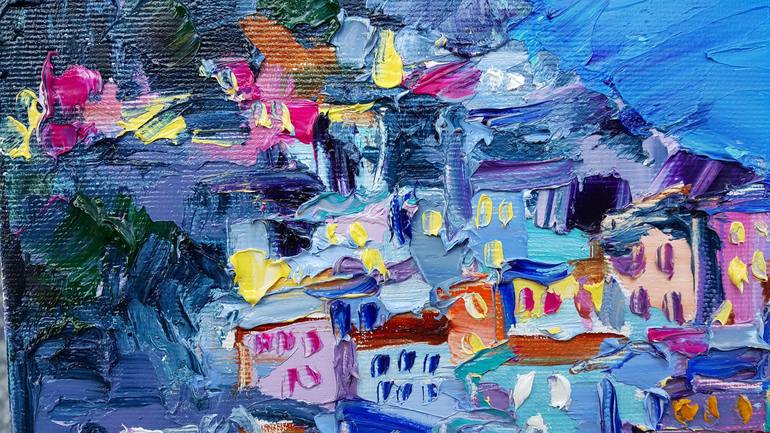 Original Abstract Expressionism Cities Painting by VIKTORIJA LAPTEVA