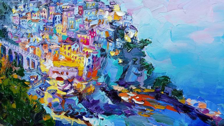 Original Abstract Expressionism Cities Painting by VIKTORIJA LAPTEVA