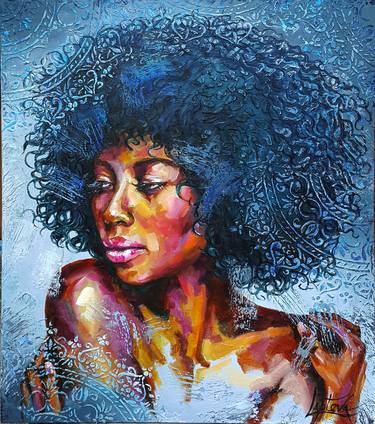 African woman portrait painting - portrait of a black woman thumb