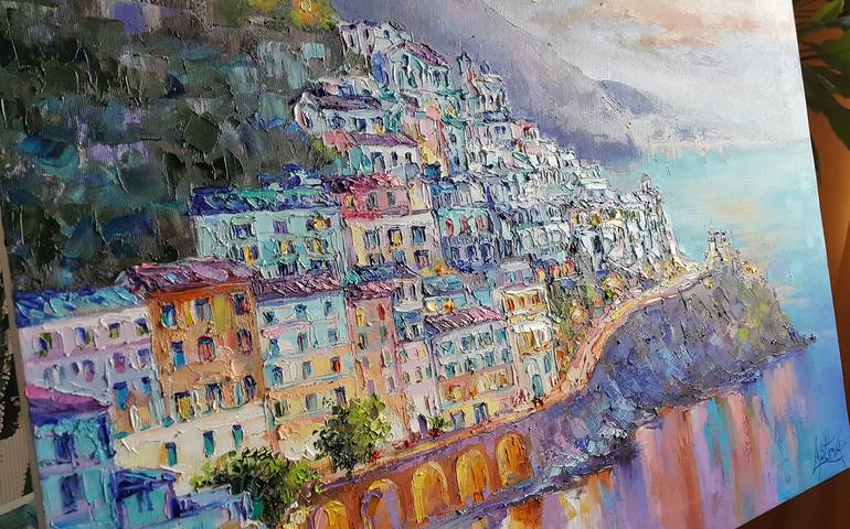 Original Expressionism Cities Painting by VIKTORIJA LAPTEVA