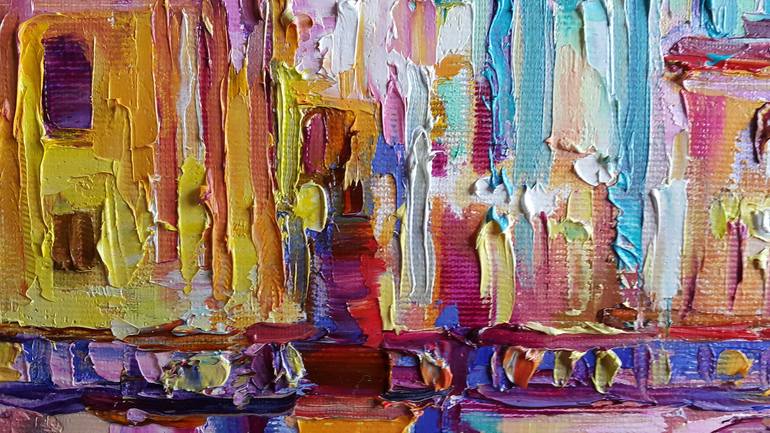 Original Abstract Expressionism Architecture Painting by VIKTORIJA LAPTEVA