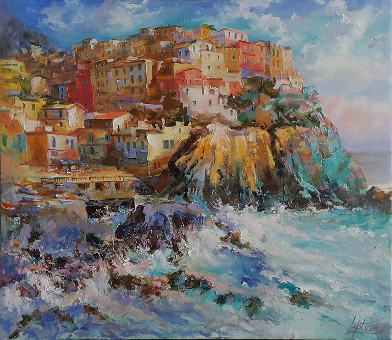 Bless international Manarola Village Cinque Terre Italy On Metal