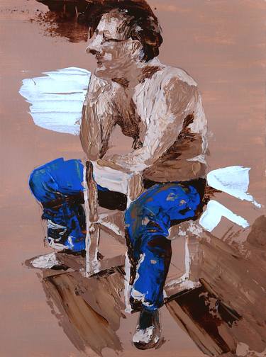 Original Portraiture Men Paintings by Andrea Lacher-Bryk