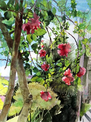 Original Fine Art Garden Paintings by Andrea Lacher-Bryk