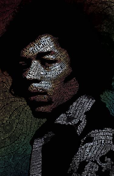 Limited Edition Jimi Hendrix word art Portrait image