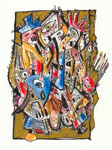 Original Abstract Expressionism Graffiti Drawings by Joost Hogervorst