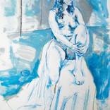 Blue lady seated by Trevor Mill