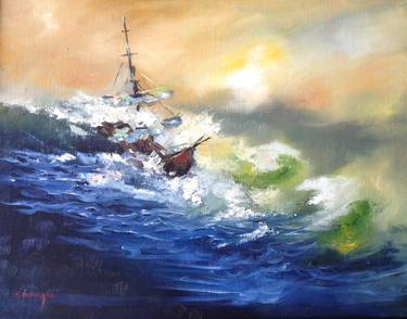 Original Yacht Painting by Thong Le