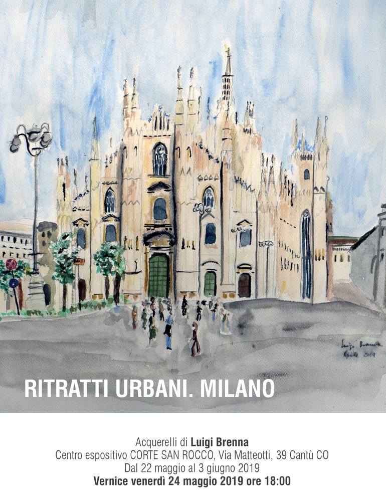 Original Documentary Architecture Painting by Luigi Brenna