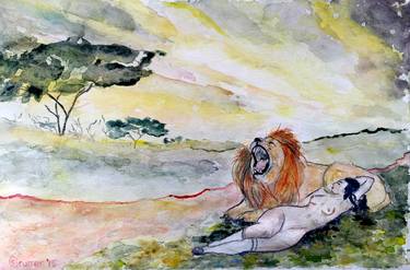 Saatchi Art Artist Carola Grutter; Paintings, “The lion and the woman” #art