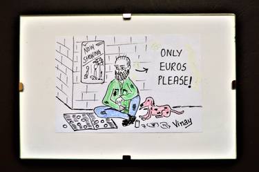 Miniature Original Art - Line Drawing Cartoon - EUROS IN DEMAND thumb
