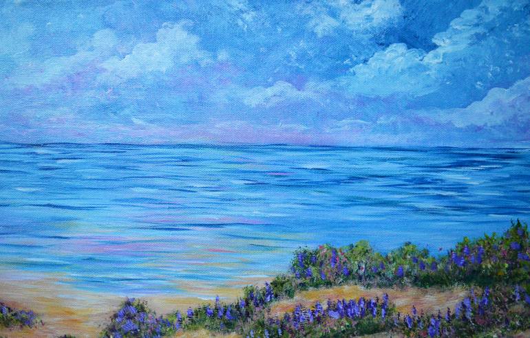 Original Expressionism Beach Painting by Kathy Symonds