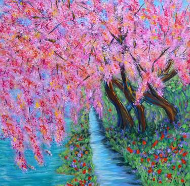 Cherry trees Landscape painting thumb