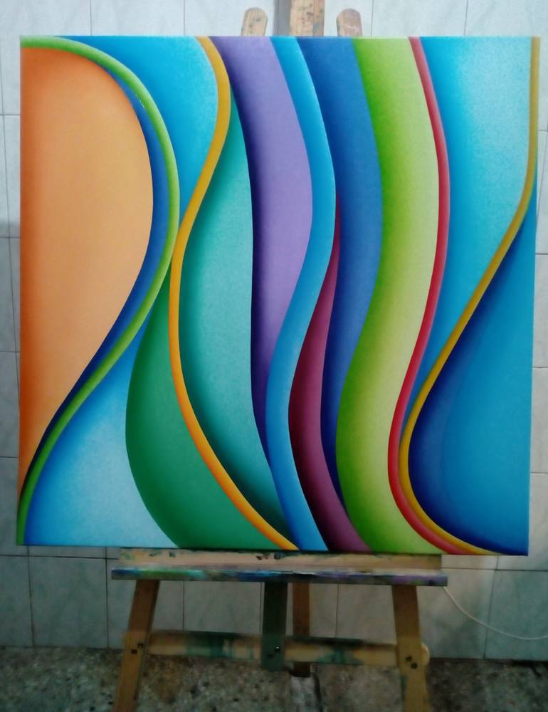 Original Art Deco Abstract Painting by Brenda Szuromi