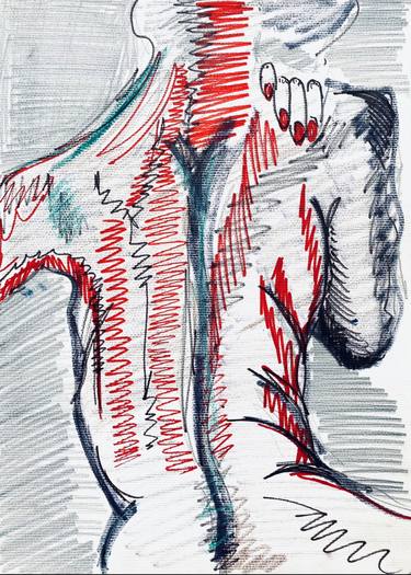 Original Abstract Expressionism Body Drawings by Mari Carva