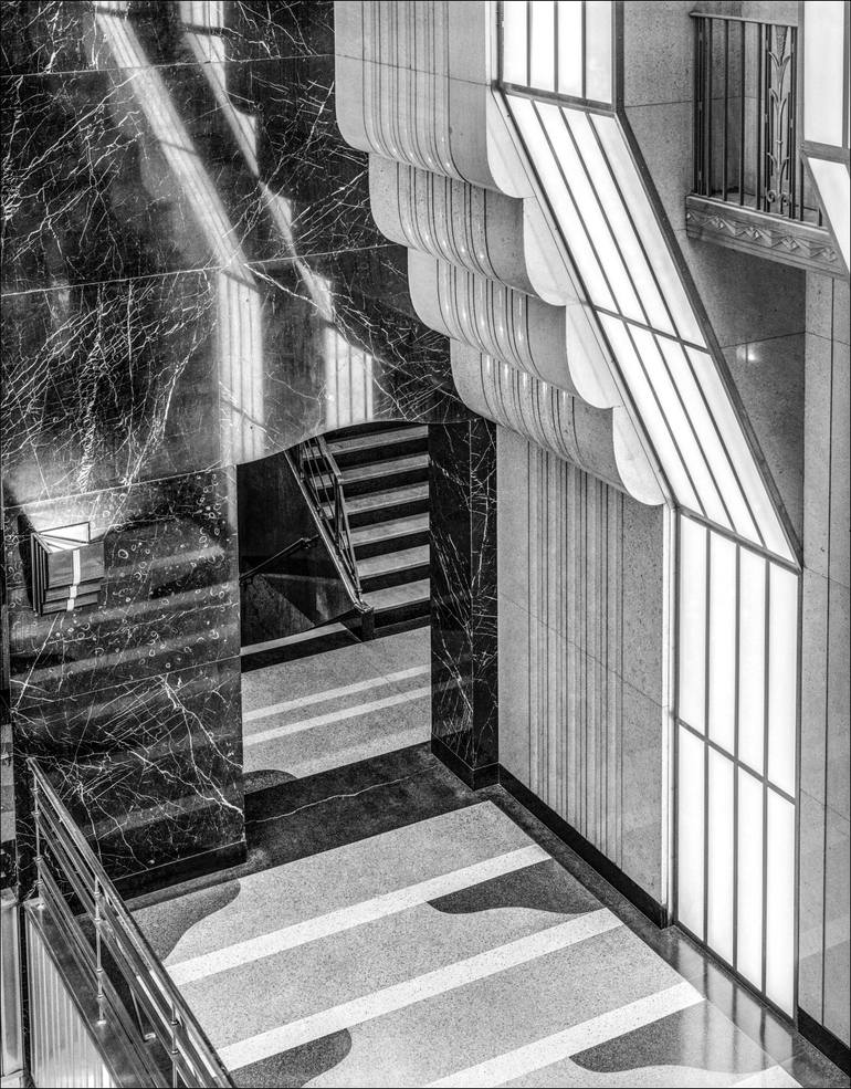 Original Architecture Photography by Harvey Tillis | Art Deco Art on Paper | Art Deco Hallway Floor And Lighting - Limited Edition of 20
