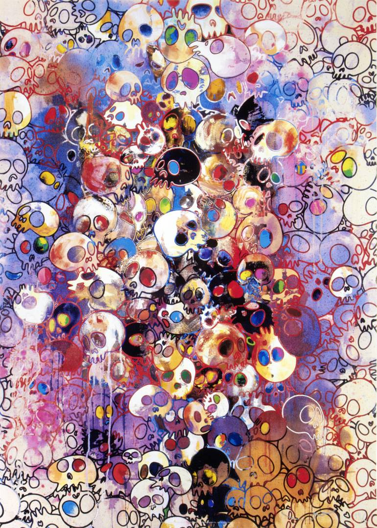 Takashi Murakami PINK SKULL AND FLOWER PAINTING  Takashi murakami art, Murakami  flower, Murakami