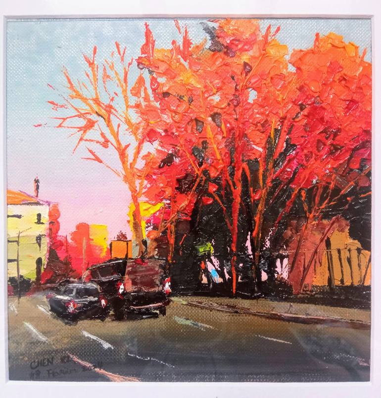 Original Rural Life Painting by Chen Xi | Expressionism Art on Paper | On the way homme