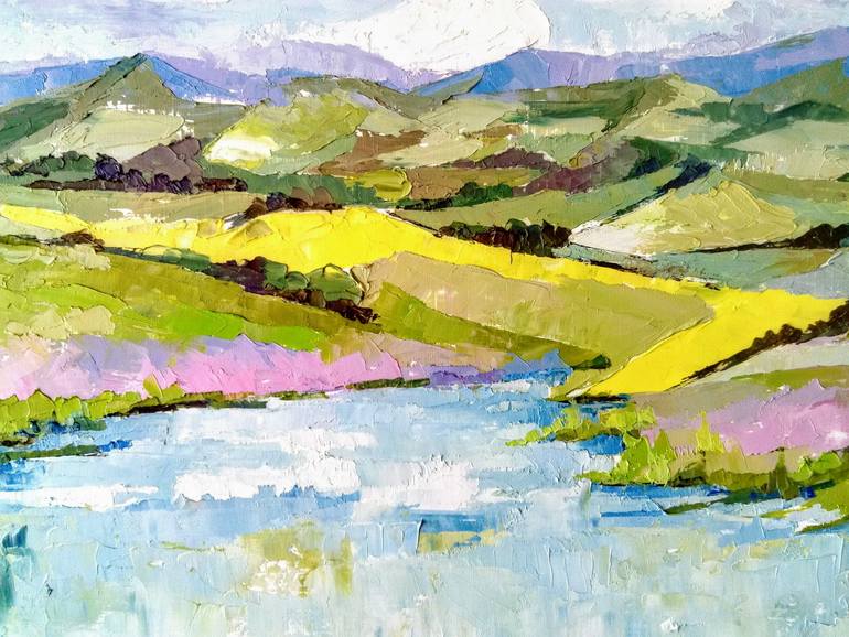 Original Art Deco Landscape Painting by Chen Xi