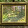 Oil on hardboard panel. Original artwork. Painted using high quality oil colors. Framed and ready to hang.

The sun breaks through the pine forest. Lovely day to remember it.