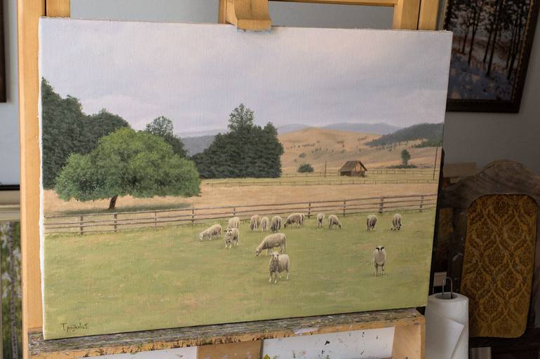 Original Realism Rural life Painting by Dejan Trajkovic
