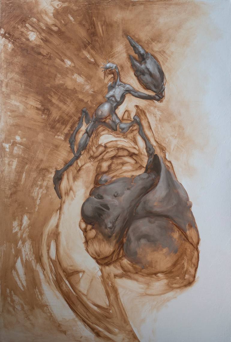 Original Conceptual Nude Painting by Aleksandra Klepacka