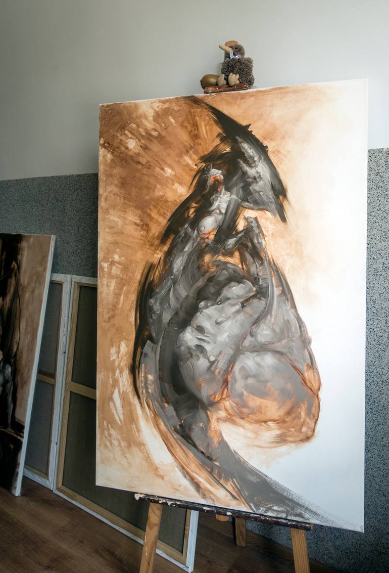 Original Conceptual Nude Painting by Aleksandra Klepacka