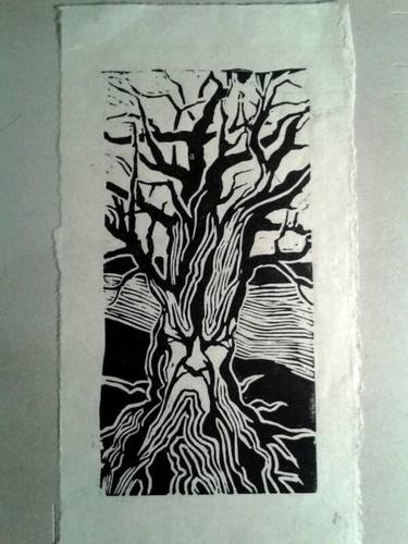 Original Illustration Tree Printmaking by Umberto Papale