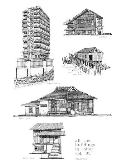 Original Street Art Architecture Drawings by sahrudin omar