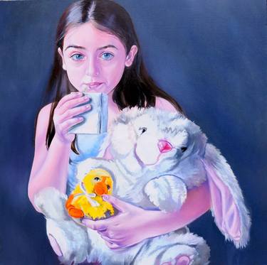 Print of Photorealism Children Paintings by Salome Rigvava
