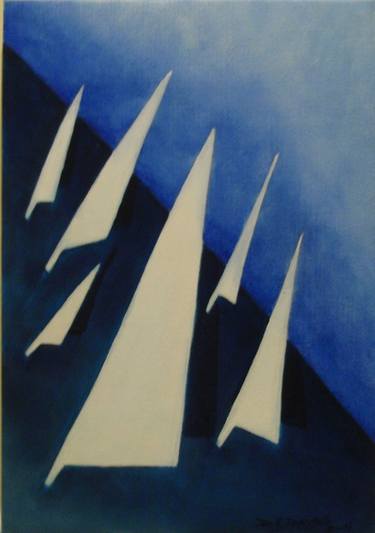 Original Abstract Boat Paintings by Mia Davies