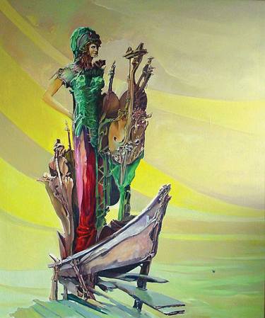 Original Surrealism Boat Paintings by Arsignum Art