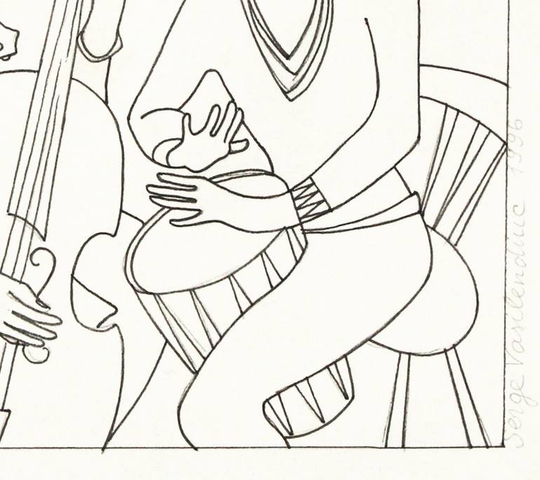 Original Expressionism Music Drawing by Serge Vasilendiuc