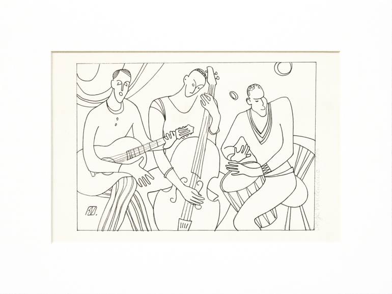 Original Expressionism Music Drawing by Serge Vasilendiuc