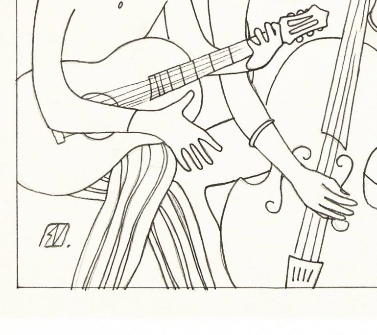 Original Expressionism Music Drawing by Serge Vasilendiuc