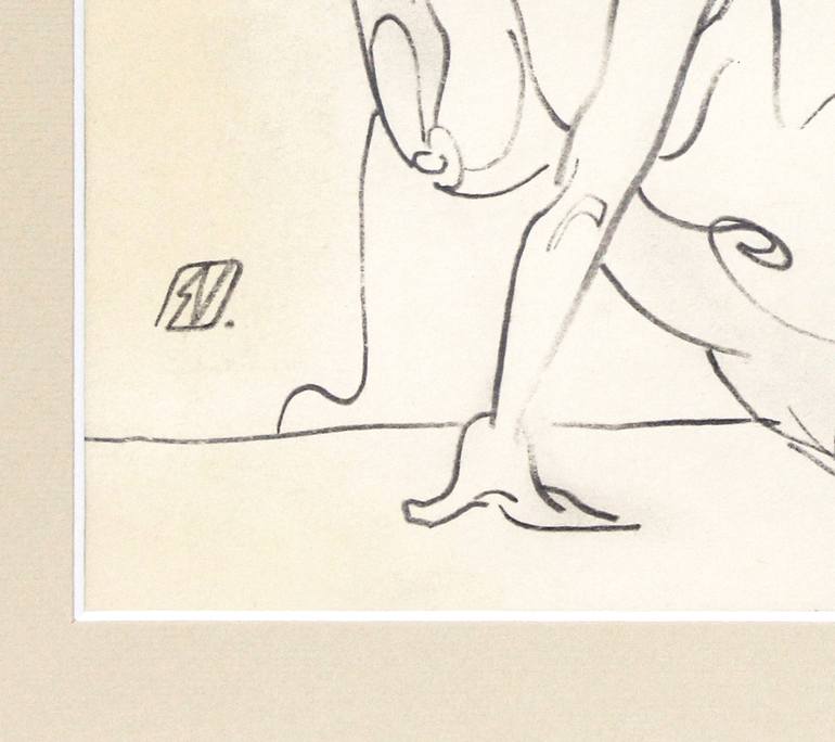 Original Expressionism Nude Drawing by Serge Vasilendiuc
