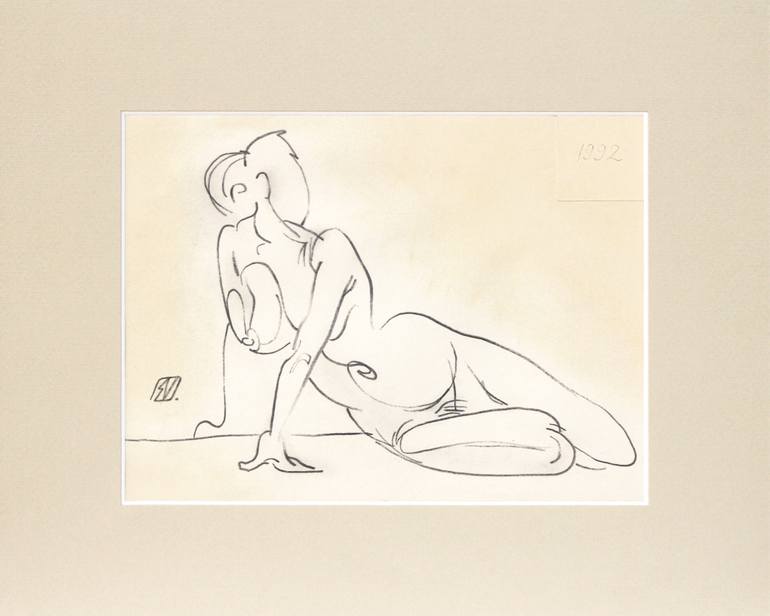 Original Expressionism Nude Drawing by Serge Vasilendiuc
