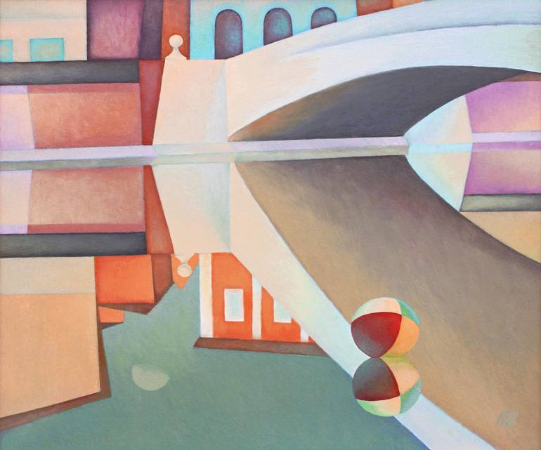 Original Fine Art Architecture Painting by Serge Vasilendiuc