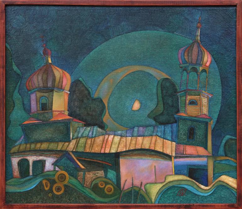 Original Cubism Landscape Painting by Serge Vasilendiuc