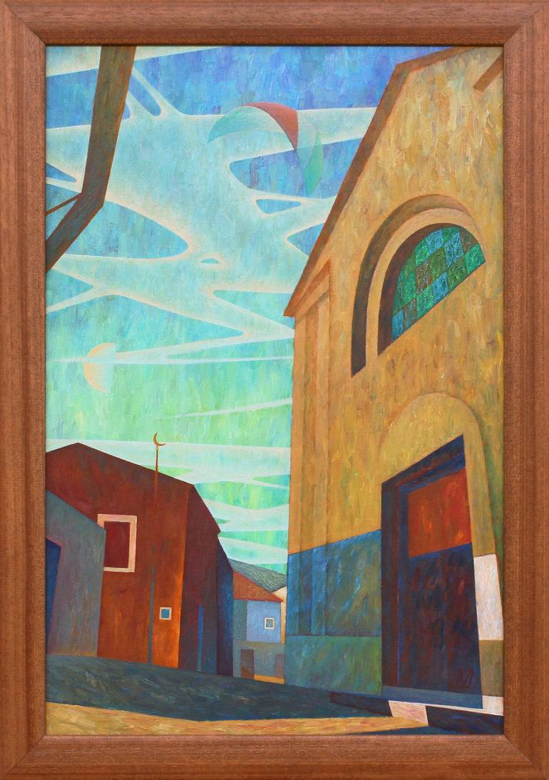 Original Cubism Landscape Painting by Serge Vasilendiuc