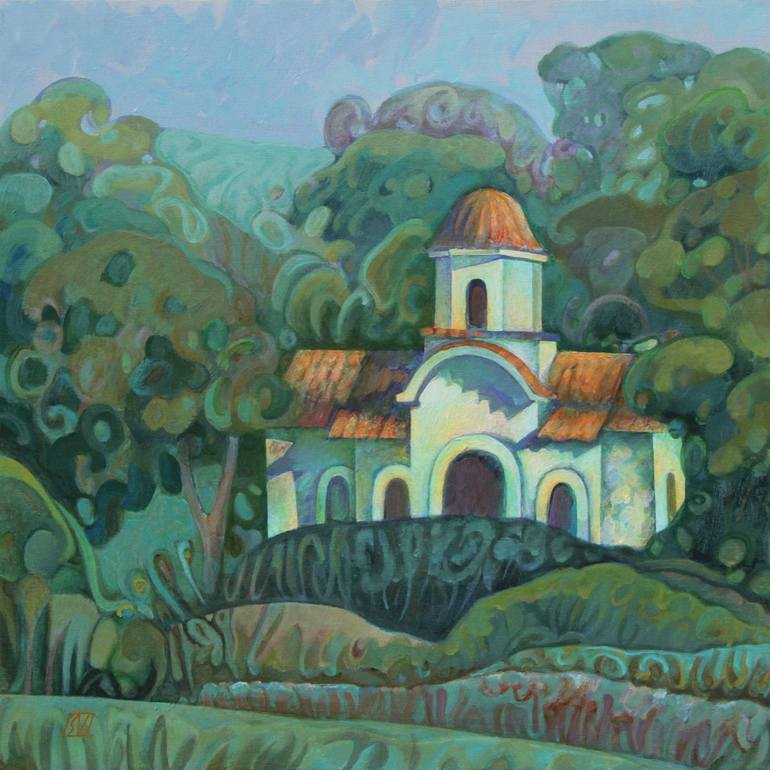 Original Cubism Landscape Painting by Serge Vasilendiuc