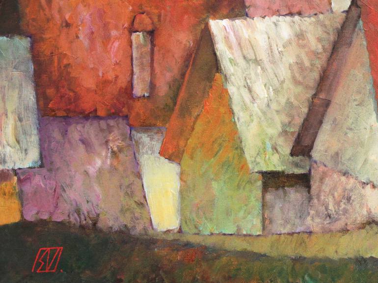 Original Cubism Landscape Painting by Serge Vasilendiuc