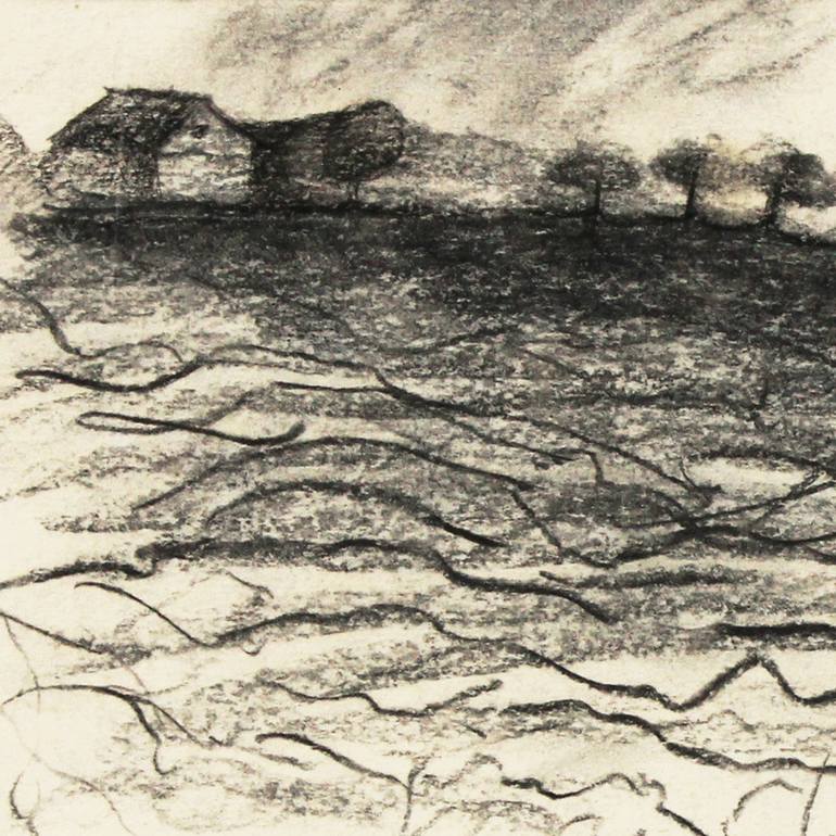 Original Landscape Drawing by Serge Vasilendiuc