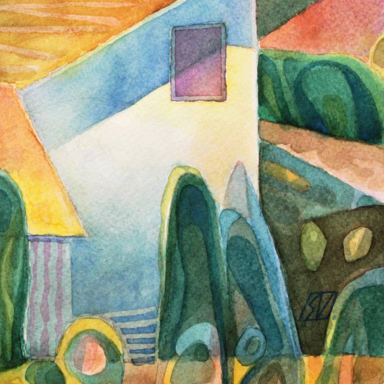 Original Cubism Landscape Painting by Serge Vasilendiuc
