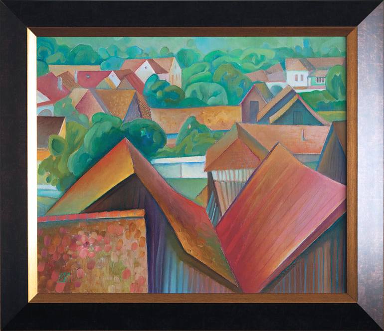 Original Cubism Landscape Painting by Serge Vasilendiuc