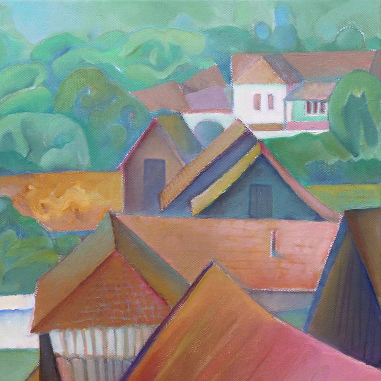 Original Cubism Landscape Painting by Serge Vasilendiuc